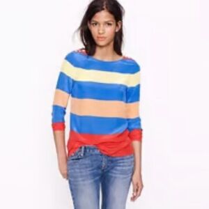J. Crew Multi Color Striped Silk Blouse Size 12